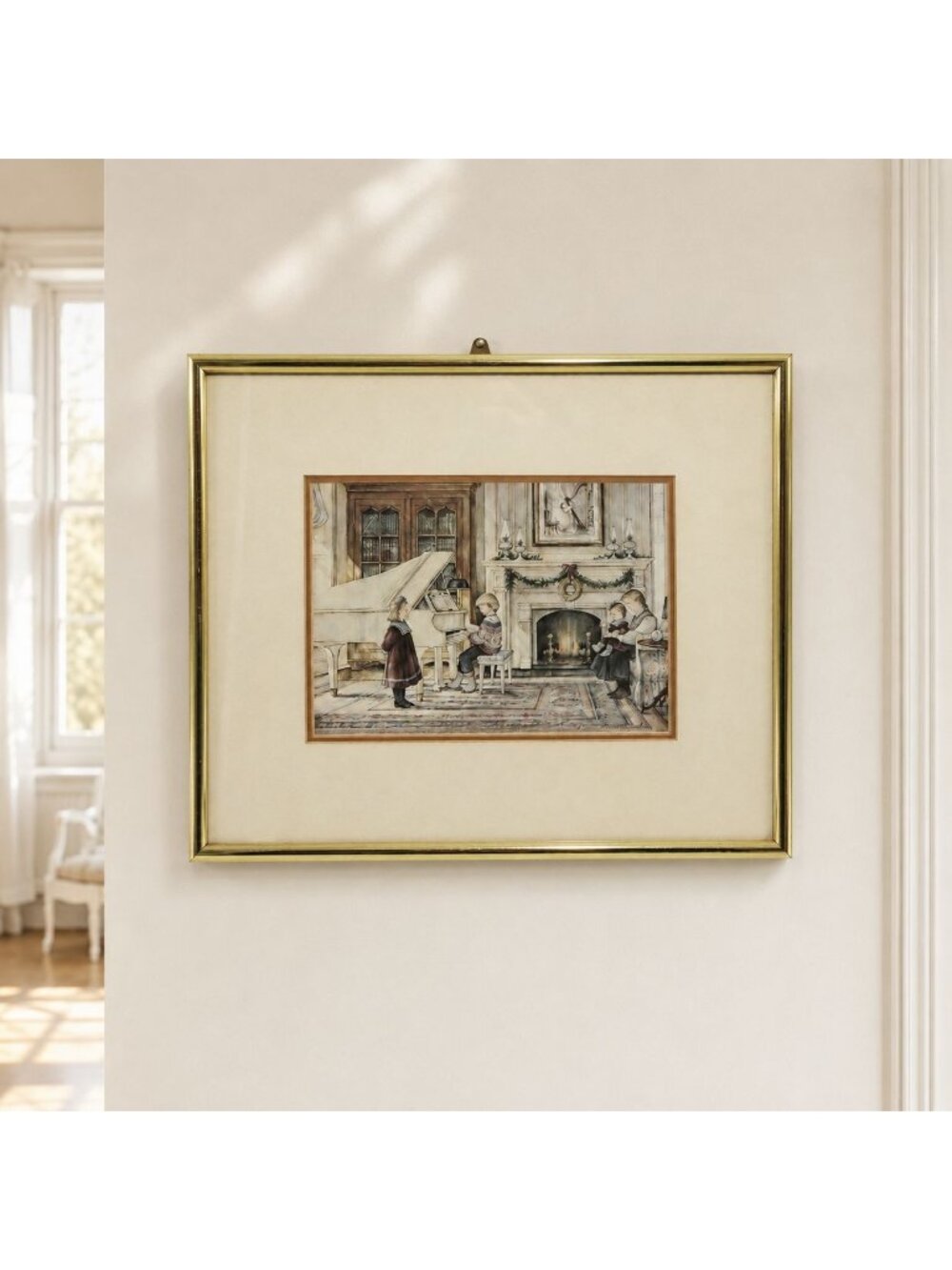 Framed Trisha Romance "The Recital" Art Print Gold-Tone Frame 12.6"
